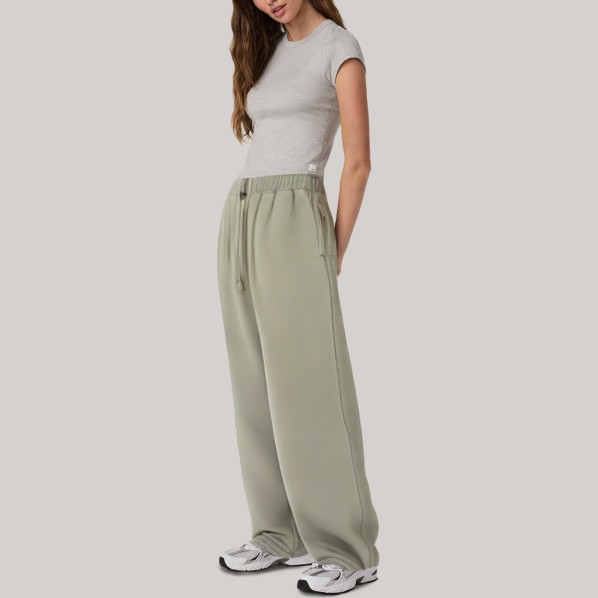 Green elastic waist women's jogger pants