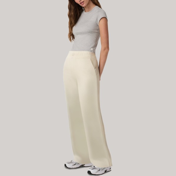 Beige soft straight leg women's sports pants