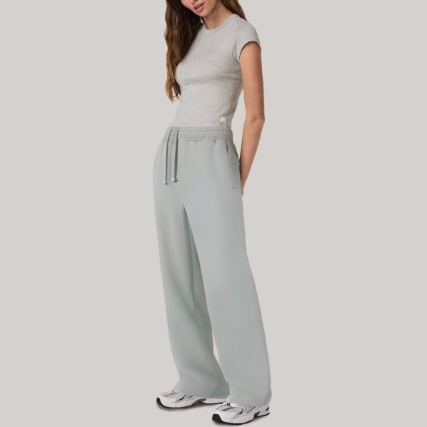Grey soft drawstring women's sports pants