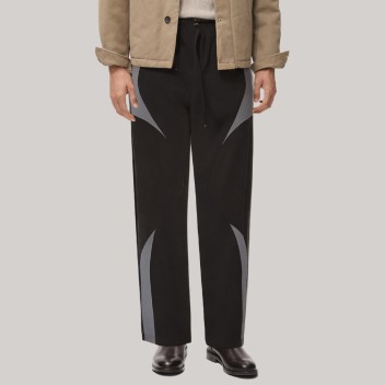 Color-blocked elastic waist men's windproof pants