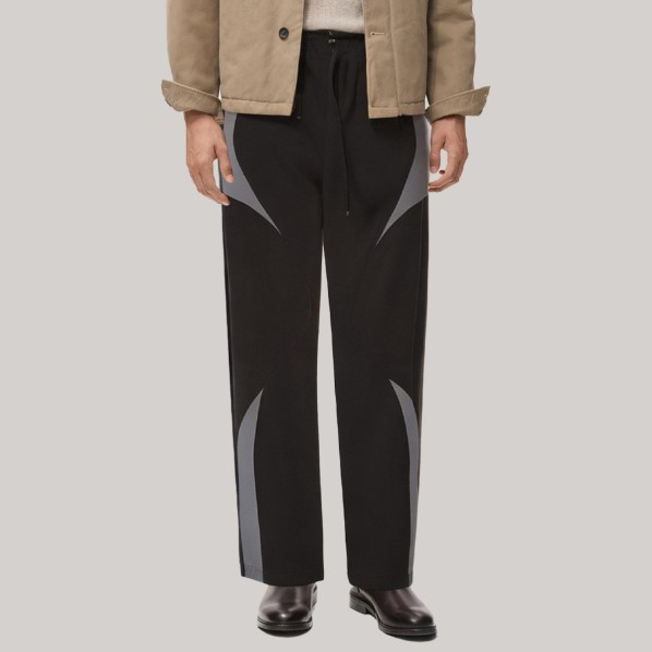 Color-blocked elastic waist men's windproof pants