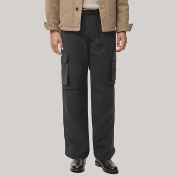 Black drawstring straight leg men's windproof pants