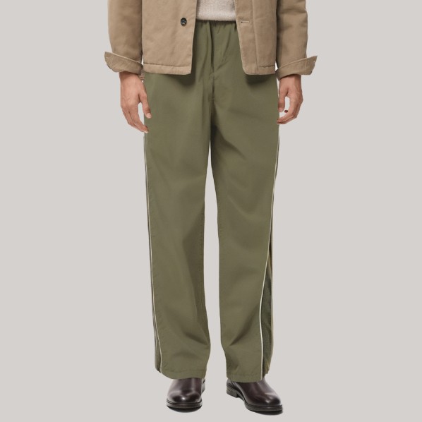 Green elastic waist loose men's windproof pants