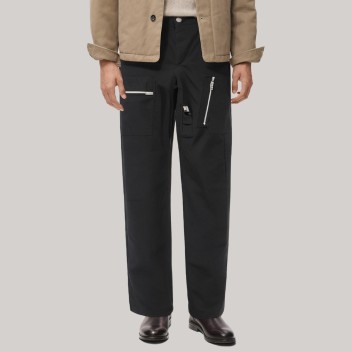 Black multi-pocket men's sports windproof pants