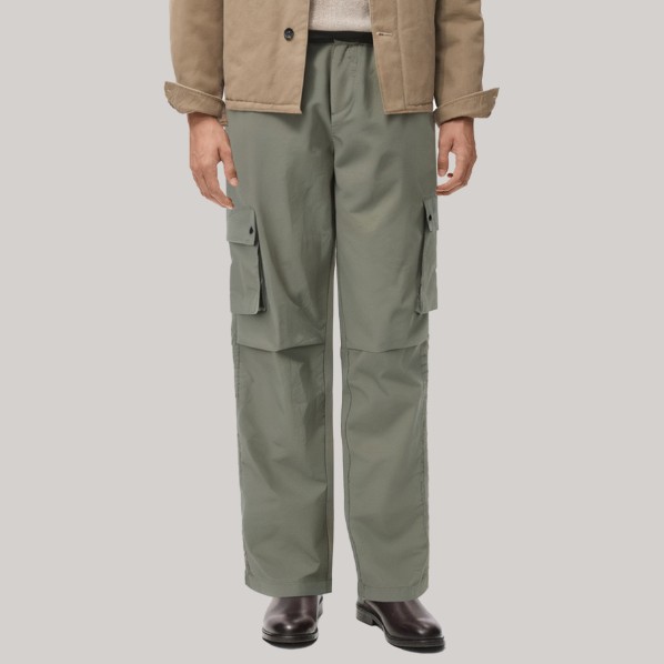 Retro elastic waist straight leg men's windproof pants