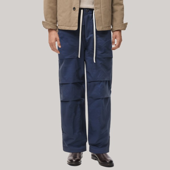 Classic blue straight-leg men's windproof pants