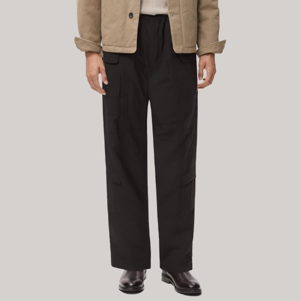 Lightweight black loose fit men's windproof pants