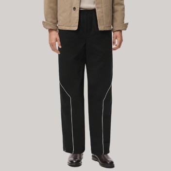 Black striped elastic waist men's windproof pants