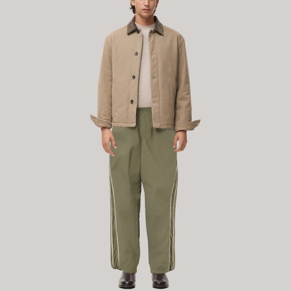 Green elastic waist loose men's windproof pants