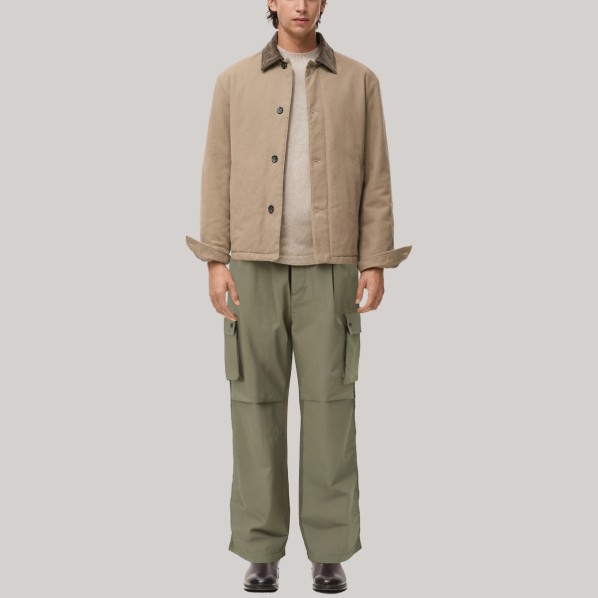 Retro elastic waist straight leg men's windproof pants