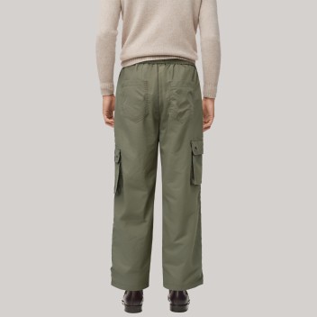 Retro elastic waist straight leg men's windproof pants