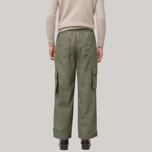 Retro elastic waist straight leg men's windproof pants