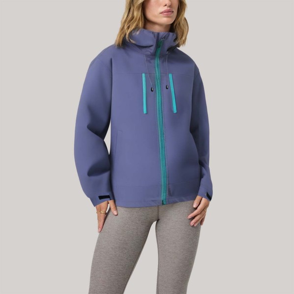 Purple loose-fitting hooded women's windbreaker