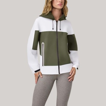 Color-blocked hooded comfortable women's windbreaker