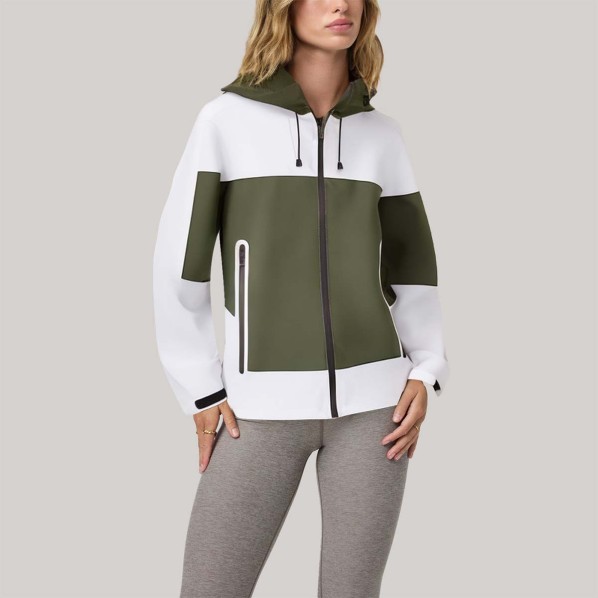 Color-blocked hooded comfortable women's windbreaker