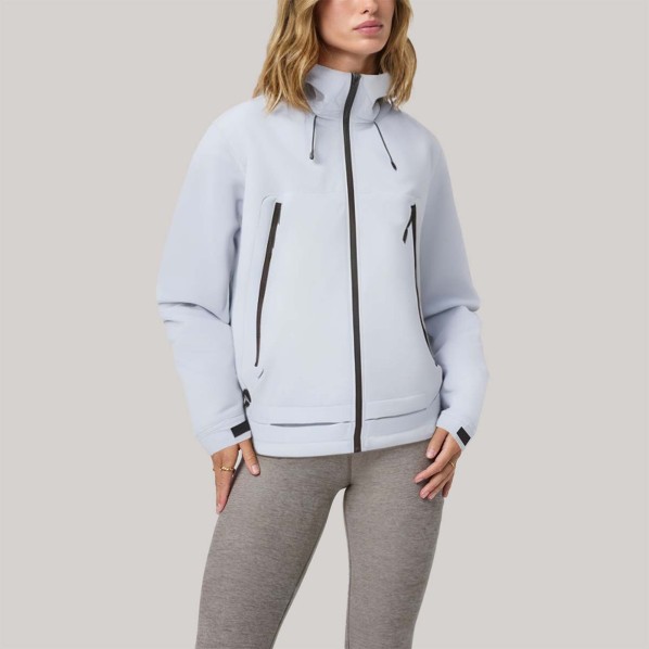 hiking blue hooded women's windbreaker