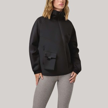 High-quality black loose-fitting women's windbreaker