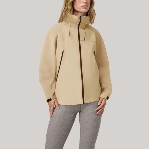 Simple hooded zip-up women's windbreaker