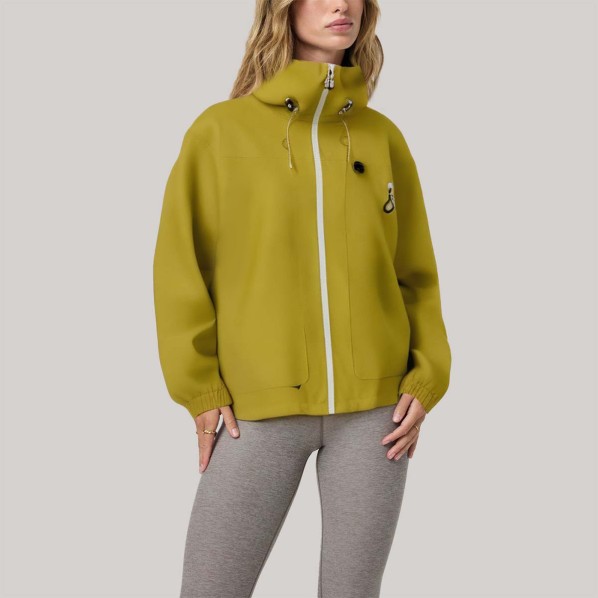 Yellow hiking and trekking women's windproof jacket