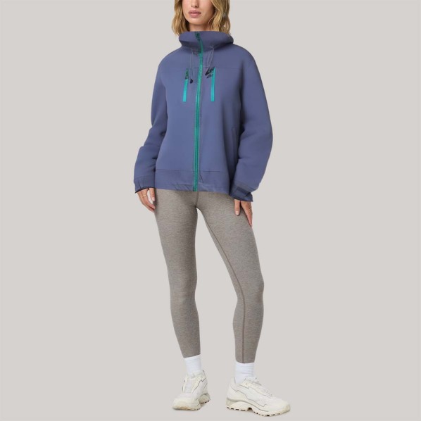 Purple loose-fitting hooded women's windbreaker