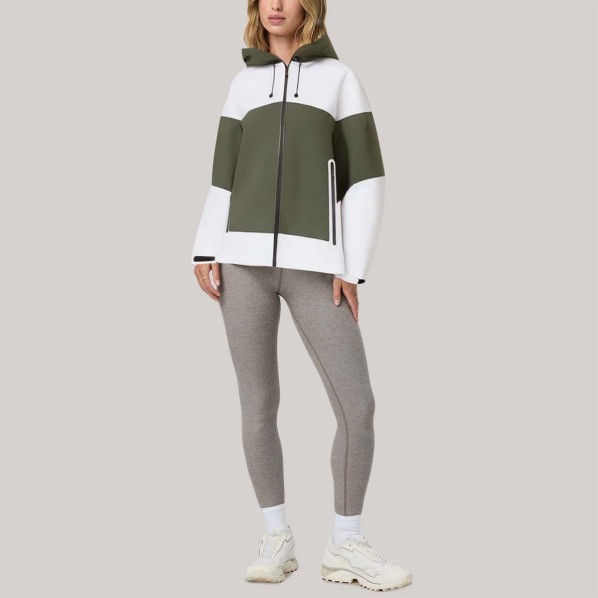 Color-blocked hooded comfortable women's windbreaker