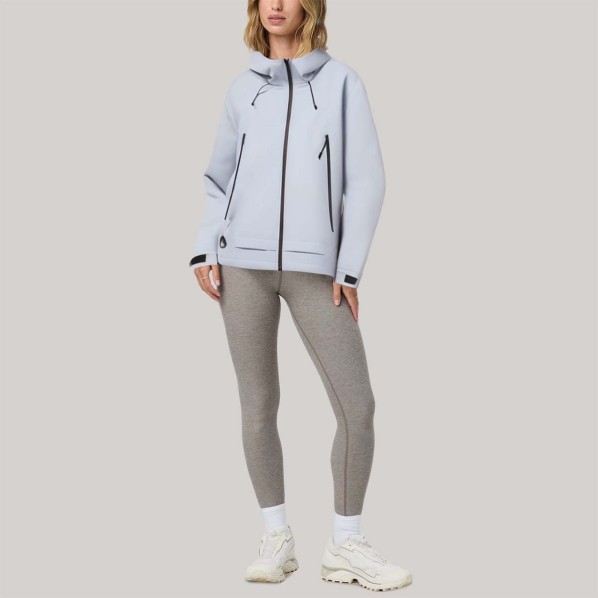 hiking blue hooded women's windbreaker