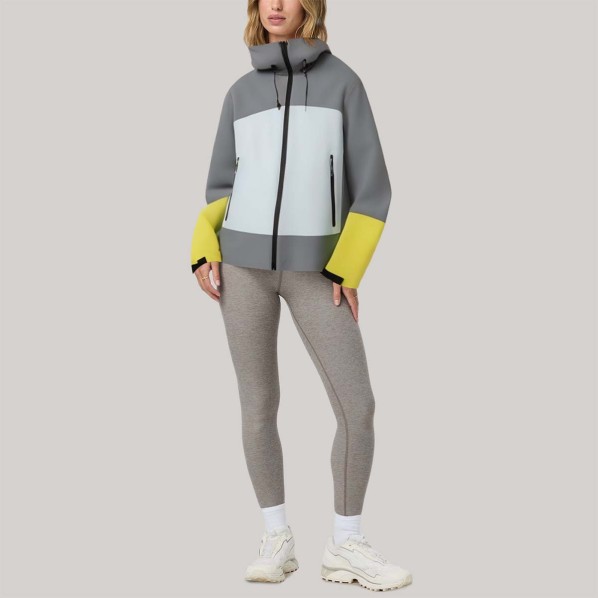 Color-blocked hooded warm women's windbreaker