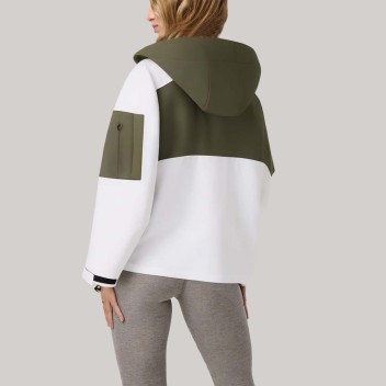 Color-blocked hooded comfortable women's windbreaker