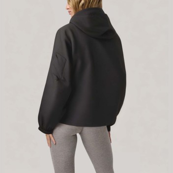 Black loose-fitting zip-up women's windbreaker