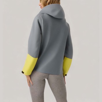 Color-blocked hooded warm women's windbreaker