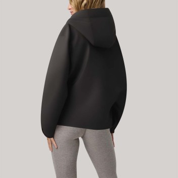 High-quality black hooded women's windbreaker