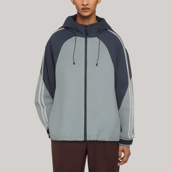 Stylish striped hooded men's windbreaker
