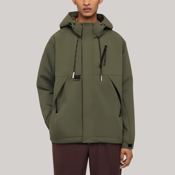Green waterproof loose-fitting men's windbreaker