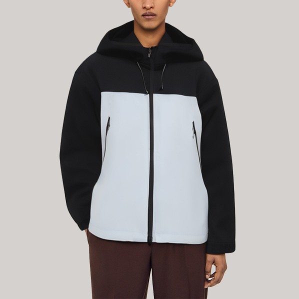 Color-blocked outdoor hooded men's windbreaker