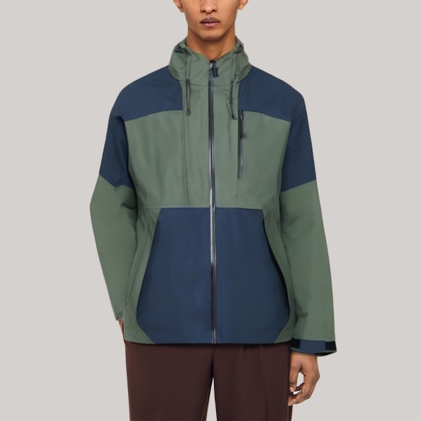 High-quality color-blocked zipper men's windbreaker