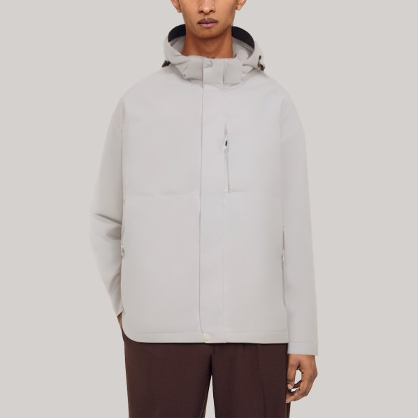 Outdoor hooded loose-fitting men's windbreaker