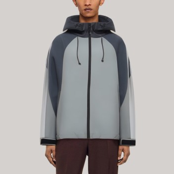 Stylish striped hooded men's windbreaker