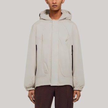 Beige outdoor hooded men's hiking jacket