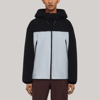 Color-blocked outdoor hooded men's windbreaker