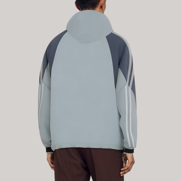 Stylish striped hooded men's windbreaker