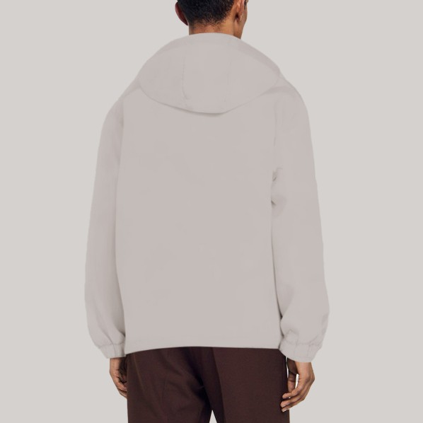 Beige outdoor hooded men's hiking jacket