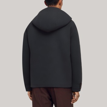 Black hooded zip-up men's hiking jacket