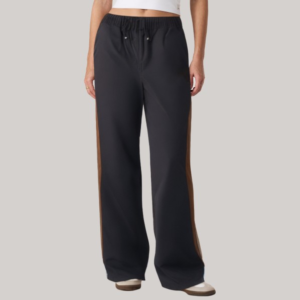High-waisted side-striped women's windproof pants