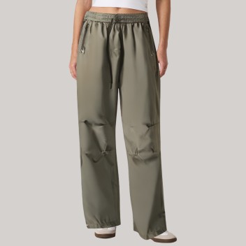 Green side-striped women's windproof pants