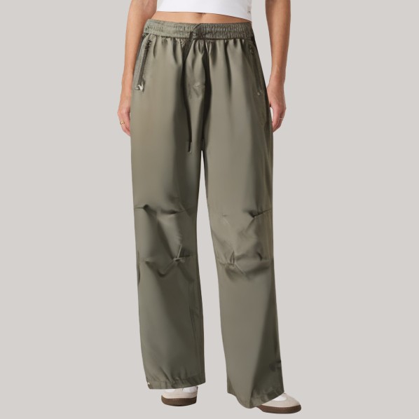Green side-striped women's windproof pants