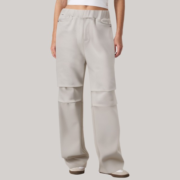White lightweight straight-leg women's windproof pants