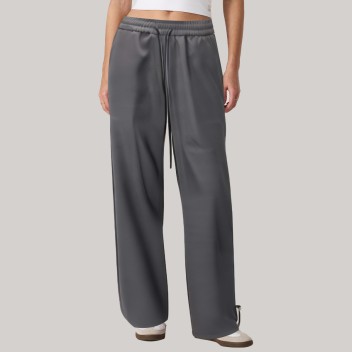 Grey minimalist straight leg women's windproof pants
