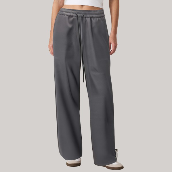 Grey minimalist straight leg women's windproof pants