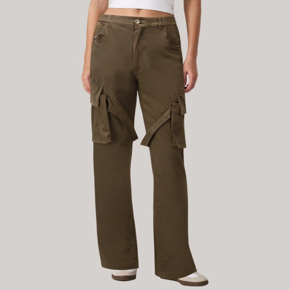 Brown straight-leg women's windproof pants