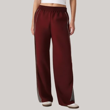Red elastic straight leg women's windproof pants